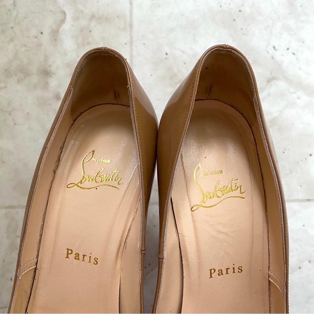 Christian Louboutin Tan Patent Leather Heels - Picture 10 of 14